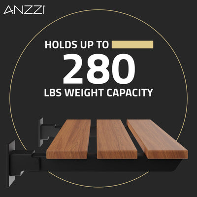 ANZZI Bohemian 18.7 in. Teak Wall Mounted Folding Shower Seat AC-AZ202