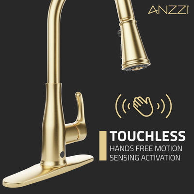 ANZZI Sifo Hands Free Touchless 1-Handle Pull-Down Sprayer Kitchen Faucet with Motion Sense and Fan Sprayer KF-AZ301SS