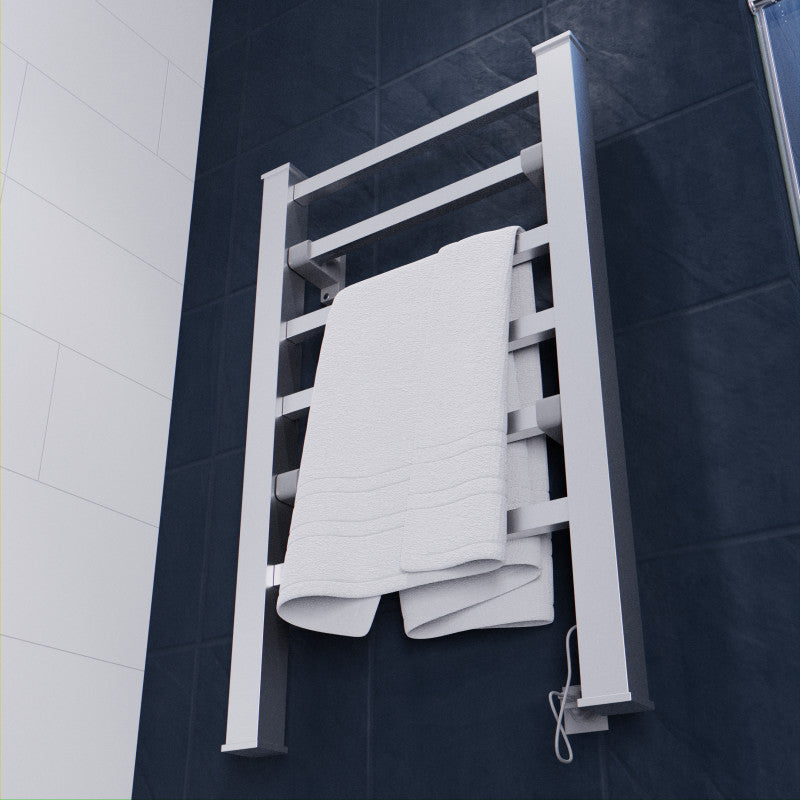 ANZZI Naples 6-Bar Aluminum Wall Mounted/Free Standing Electric Towel Warmer Rack TW-FS103AL