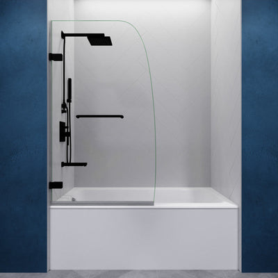 SD-AZ10-01MB - ANZZI Grand Series 31.5 in. by 56 in. Frameless Hinged Tub Door in Matte Black