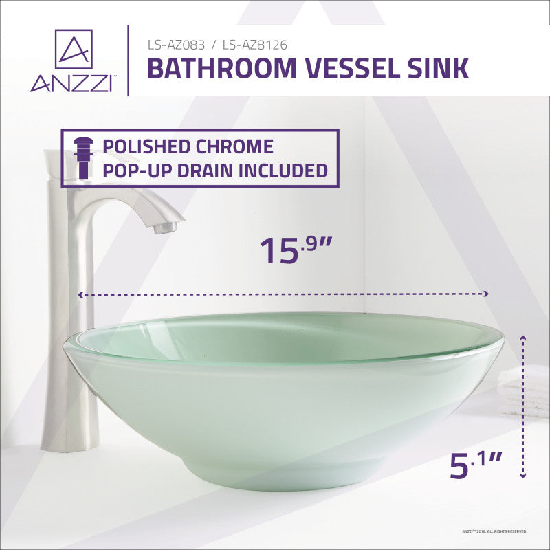 ANZZI Sonata Series Deco-Glass Vessel Sink in Lustrous Light Green LS-AZ083