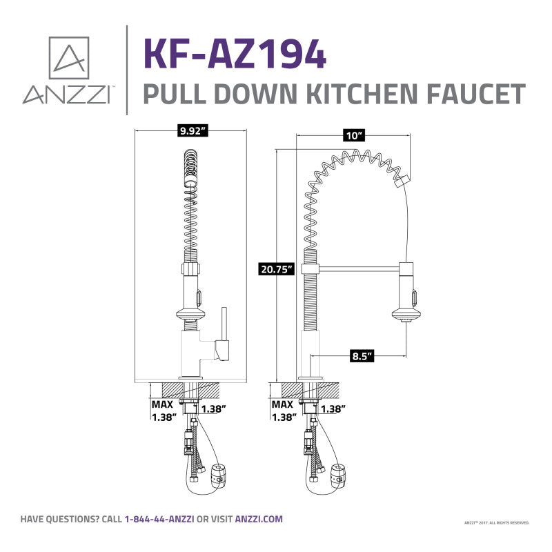 ANZZI Step Single Handle Pull-Down Sprayer Kitchen Faucet KF-AZ194CH