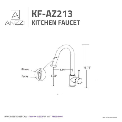 ANZZI Tycho Single-Handle Pull-Out Sprayer Kitchen Faucet KF-AZ213BN