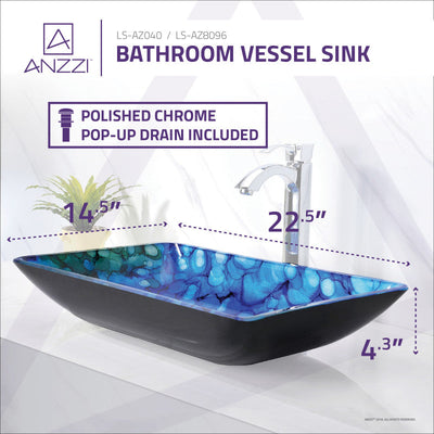 ANZZI Voce Series Deco-Glass Vessel Sink in Lustrous Blue LS-AZ040
