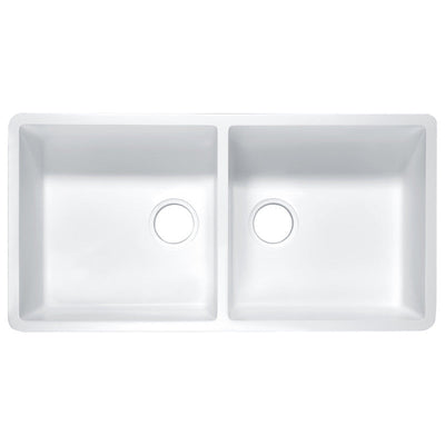ANZZI Roine Farmhouse Reversible Glossy Solid Surface 35 in. Double Basin Kitchen Sink K-AZ224-2A
