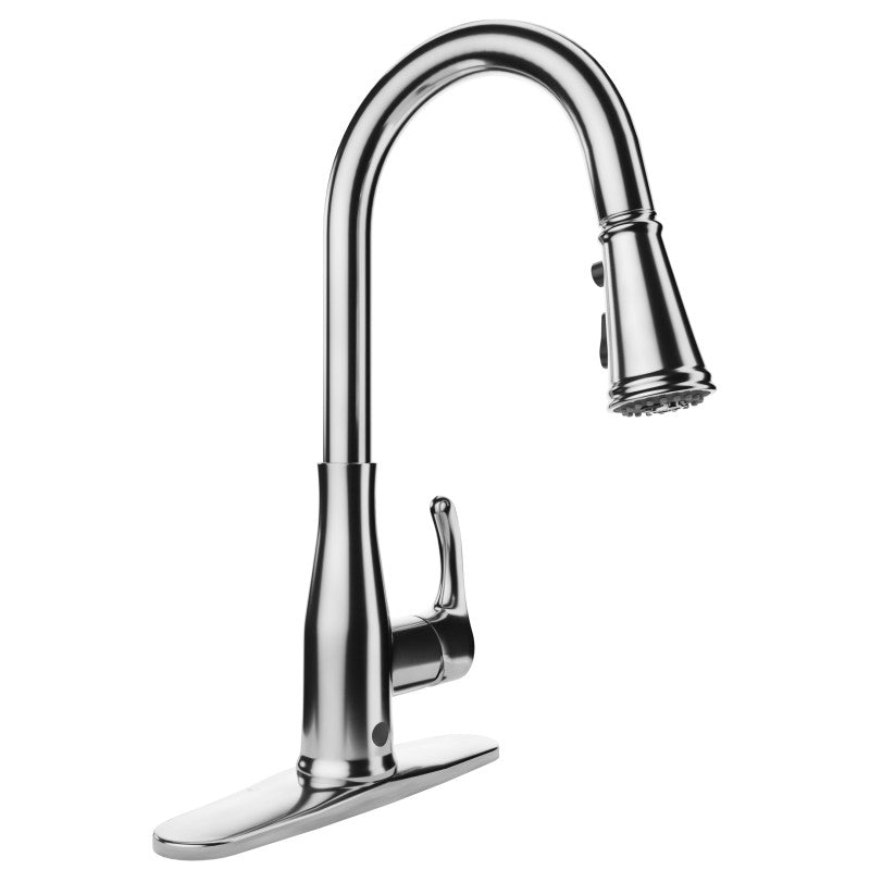 KF-AZ301SS - ANZZI Sifo Hands Free Touchless 1-Handle Pull-Down Sprayer Kitchen Faucet with Motion Sense and Fan Sprayer in Stainless Steel