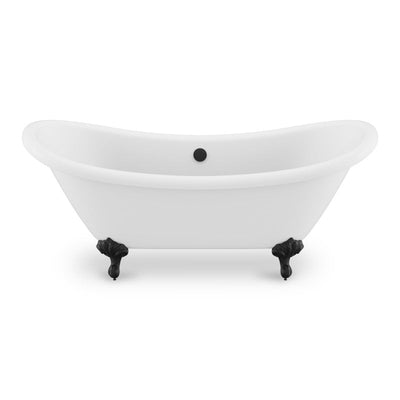 FT-AZ132MB - ANZZI Falco 5.8 ft. Claw Foot One Piece Acrylic Freestanding Soaking Bathtub in Glossy White with Matte Black Feet