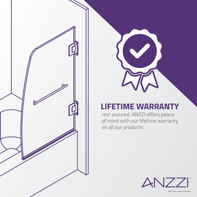 ANZZI Grand Series 31.5 in. by 56 in. Frameless Hinged Tub Door SD-AZ10-01MB