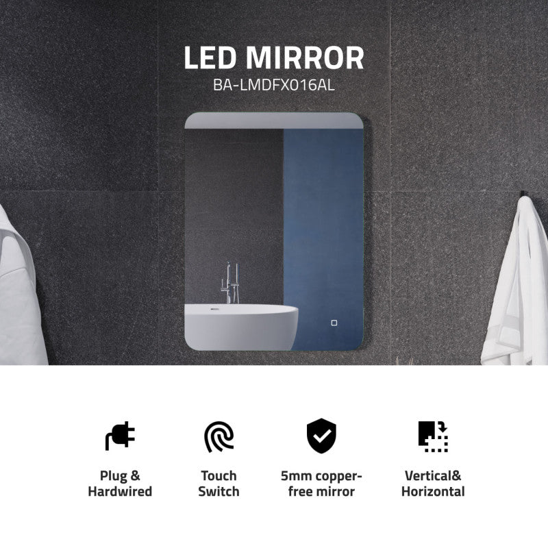 ANZZI 32-in. x 24-in. LED Back Lighting Bathroom Mirror with Defogger BA-LMDFX016AL
