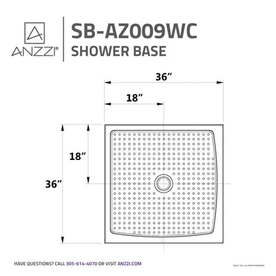 ANZZI Titan Series 36 in. x 36 in. Shower Base in White SB-AZ009WC