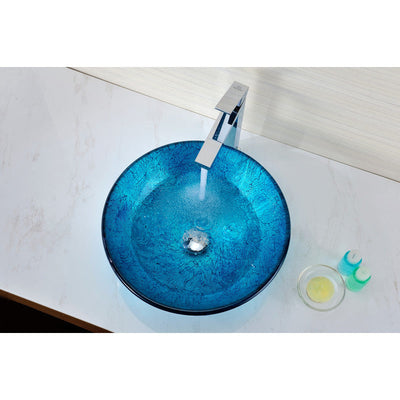 ANZZI Accent Series Deco-Glass Vessel Sink in Blue Ice LS-AZ047