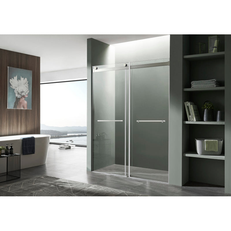 ANZZI Kahn Series 48 in. x 76 in. Frameless Sliding Shower Door with Horizontal Handle SD-FRLS05801CH