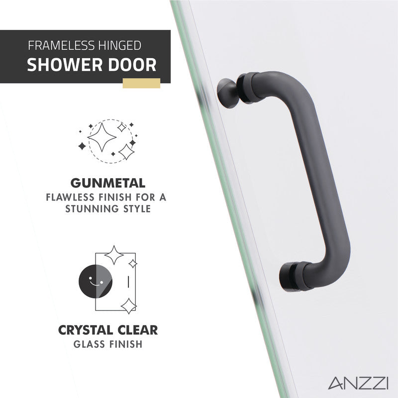 ANZZI Passion Series 30 in. by 72 in. Frameless Hinged Shower Door with Handle SD-AZ8075-02BG
