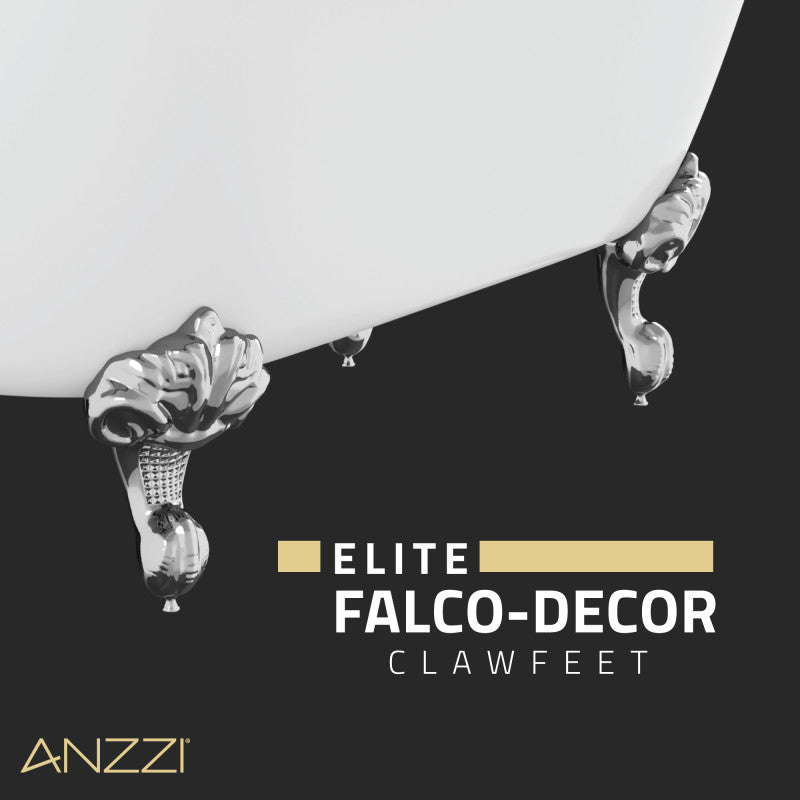 ANZZI Falco 5.8 ft. Claw Foot One Piece Acrylic Freestanding Soaking Bathtub FT-AZ132CH