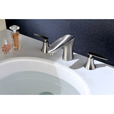 ANZZI Chord Series 8 in. Widespread 2-Handle Low-Arc Bathroom Faucet in Brushed Nickel L-AZ024BN