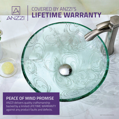 ANZZI Vieno Series Vessel Sink with Pop-Up Drain in Crystal Clear Floral LS-AZ065