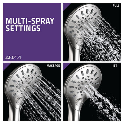 ANZZI Magnetic Valkyrie Multi-Spray Retro-Fit 7.48 in. Dual Wall Mount Fixed and Handheld Shower Head with Magna-Diverter SH-AZ067BN