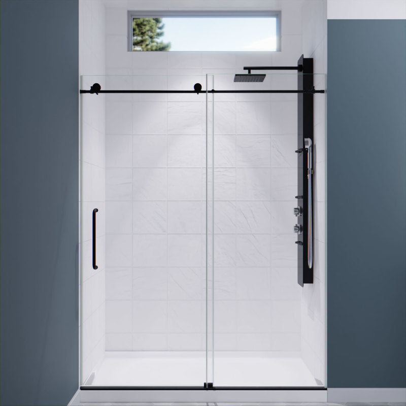 Madam Series 60 in. by 76 in. Frameless Sliding Shower Door in Matte Black with Handle SD-AZ13-02MB
