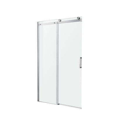 ANZZI Series 60 in. x 76 in. Frameless Sliding Shower Door with Handle in Brushed Nickel SD-FRLS05702BNR