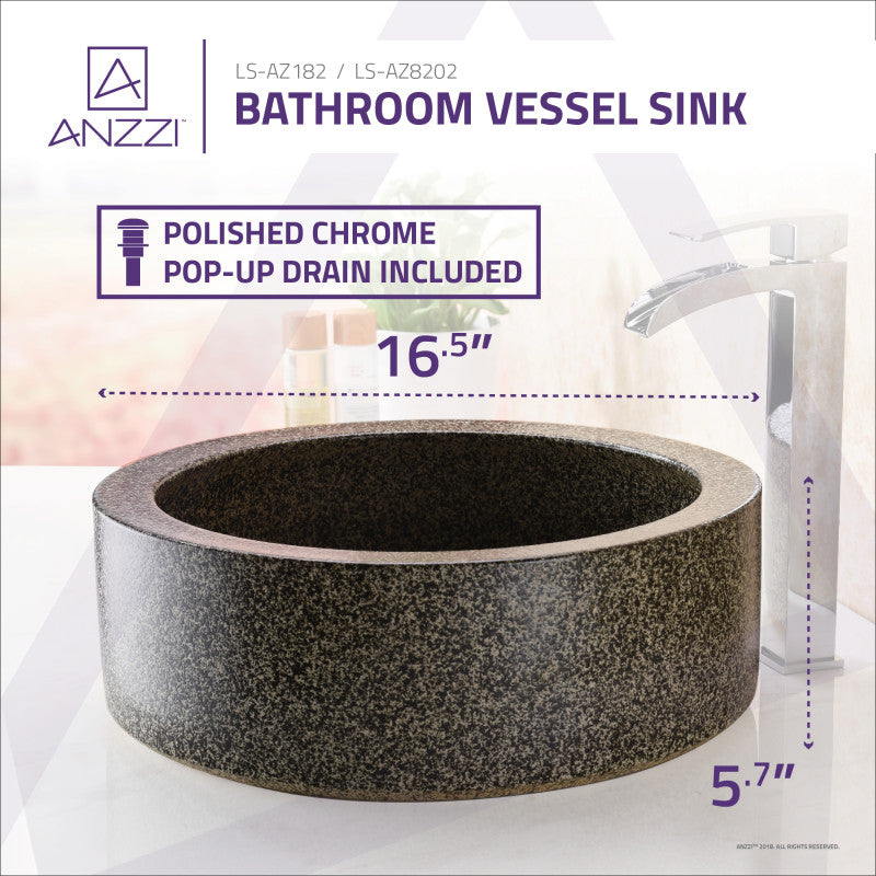 ANZZI Black Desert Crown Vessel Sink in Speckled Stone LS-AZ182