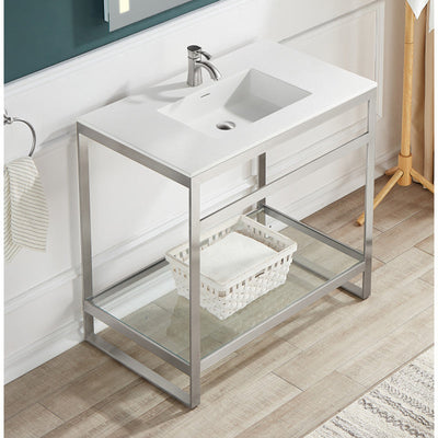 ANZZI Orchard 36 in. Console Sink with Glossy White Counter Top CS-FGC005-BN