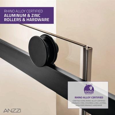 ANZZI Rhodes Series 60 in. x 76 in. Frameless Sliding Shower Door with Handle SD-FRLS05702BN