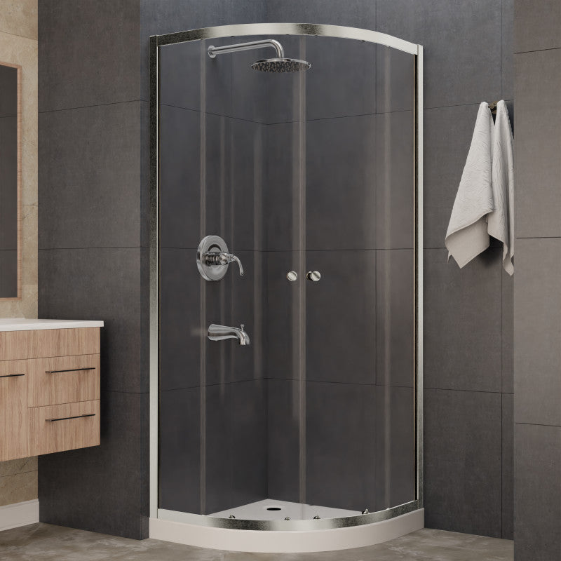 SD-AZ050-01BN - ANZZI Mare 35 in. x 76 in. Framed Shower Enclosure with TSUNAMI GUARD in Brushed Nickel