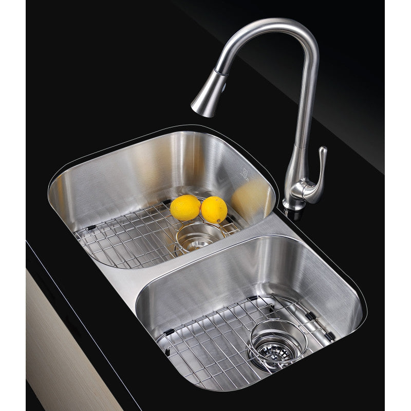 ANZZI Moore Undermount Stainless Steel 32 in. 0-Hole 60/40 Double Bowl Kitchen Sink in Brushed Satin K-AZ3220-3B