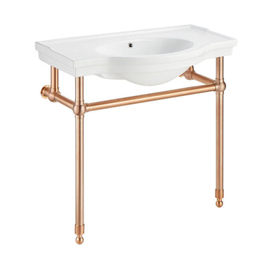 ANZZI Viola 34.5 in. Console Sink in Rose Gold with Ceramic Counter Top CS-FGC003-RG