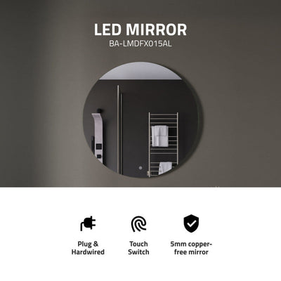 ANZZI 32-in. Diam. LED Back Lighting Bathroom Mirror with Defogger BA-LMDFX015AL