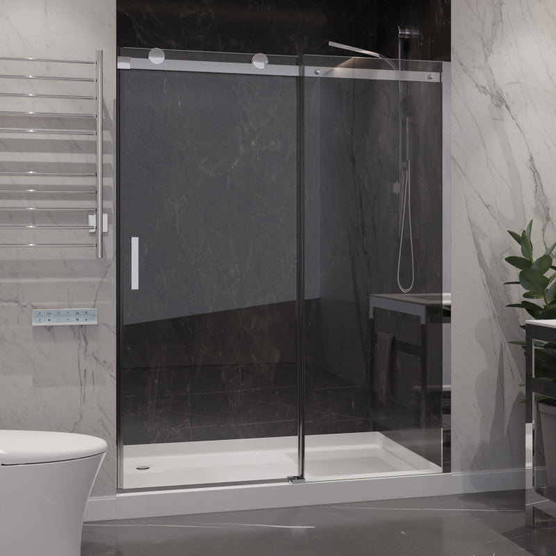 SD-FRLS05701CH - ANZZI Rhodes Series 48 in. x 76 in. Frameless Sliding Shower Door with Handle in Chrome