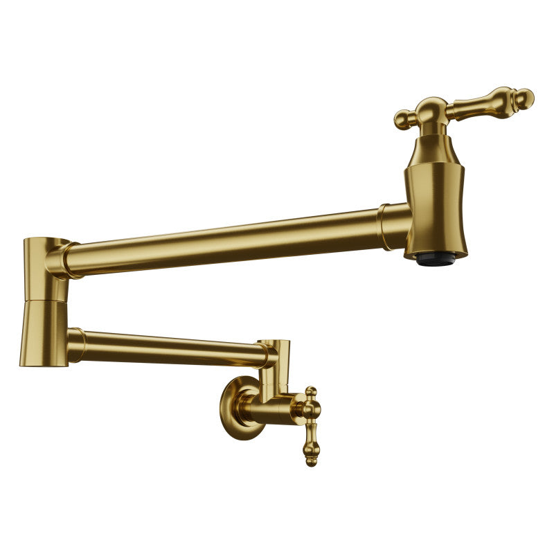 KF-AZ259BG - ANZZI Marca 360-Degree 24" Wall Mounted Pot Filler with Dual Swivel in Brushed Gold