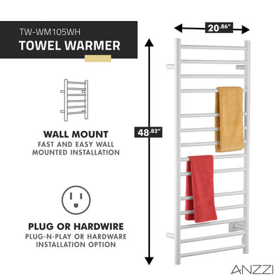 ANZZI Elgon 14-Bar Stainless Steel Wall Mounted Towel Warmer Rack TW-WM105CH