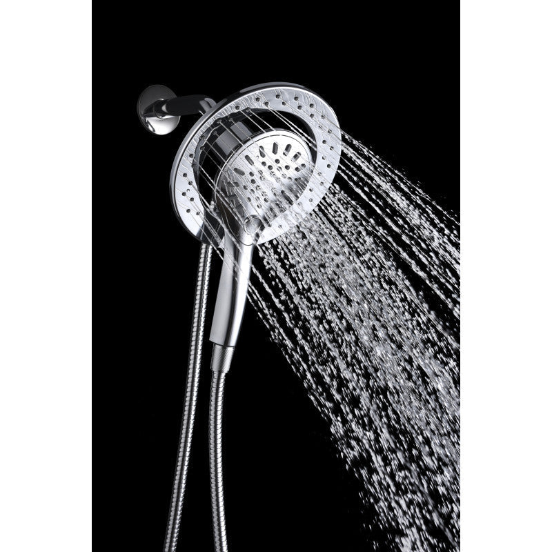 Valkyrie Retro-Fit 3-Spray Patterns with 7.48 in. Wall Mounted Dual Shower Heads with Magnetic Divert in Polished Chrome SH-AZ067CH