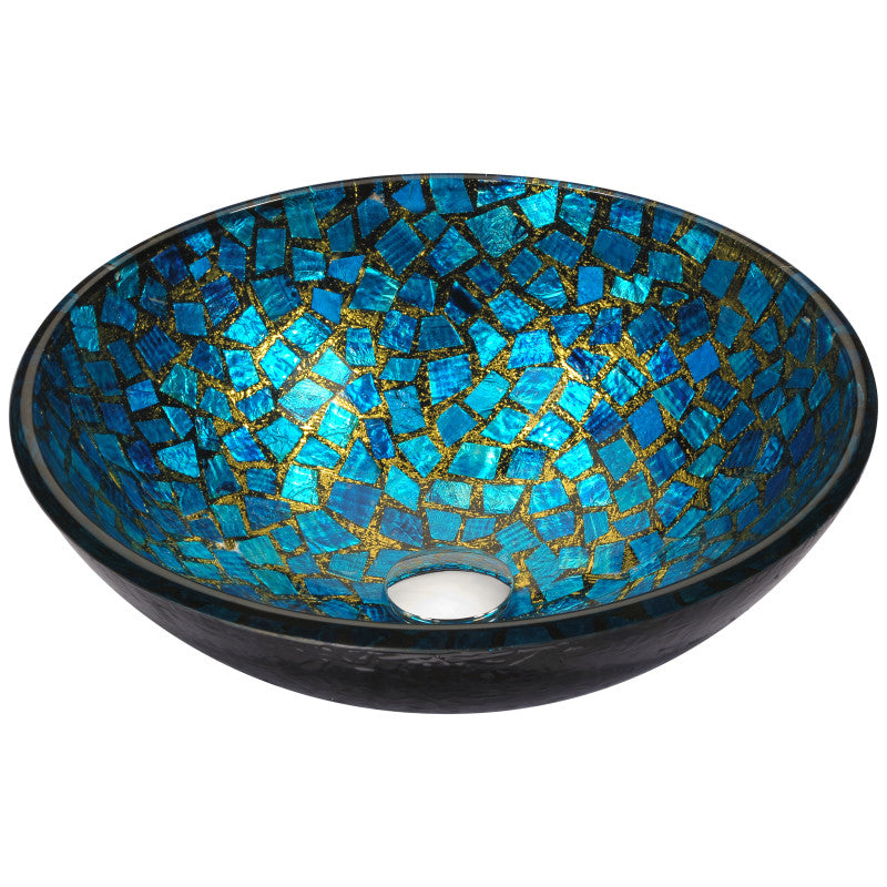 LS-AZ198 - ANZZI Mosaic Series Vessel Sink in Blue/Gold Mosaic