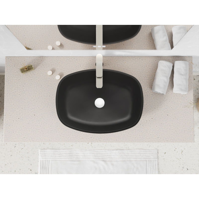 ANZZI Ariadne Rectangle Glass Vessel Bathroom Sink with Matte Black Finish LS-AZ913MB