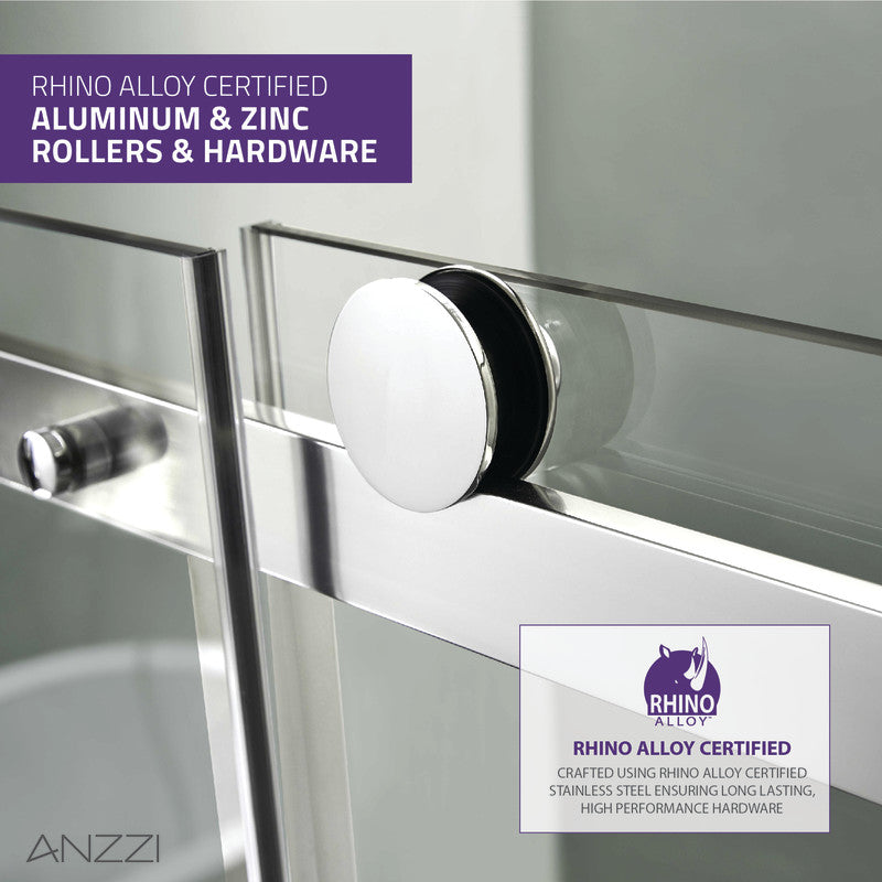 ANZZI Rhodes Series 48 in. x 76 in. Frameless Sliding Shower Door with Handle SD-FRLS05701BN
