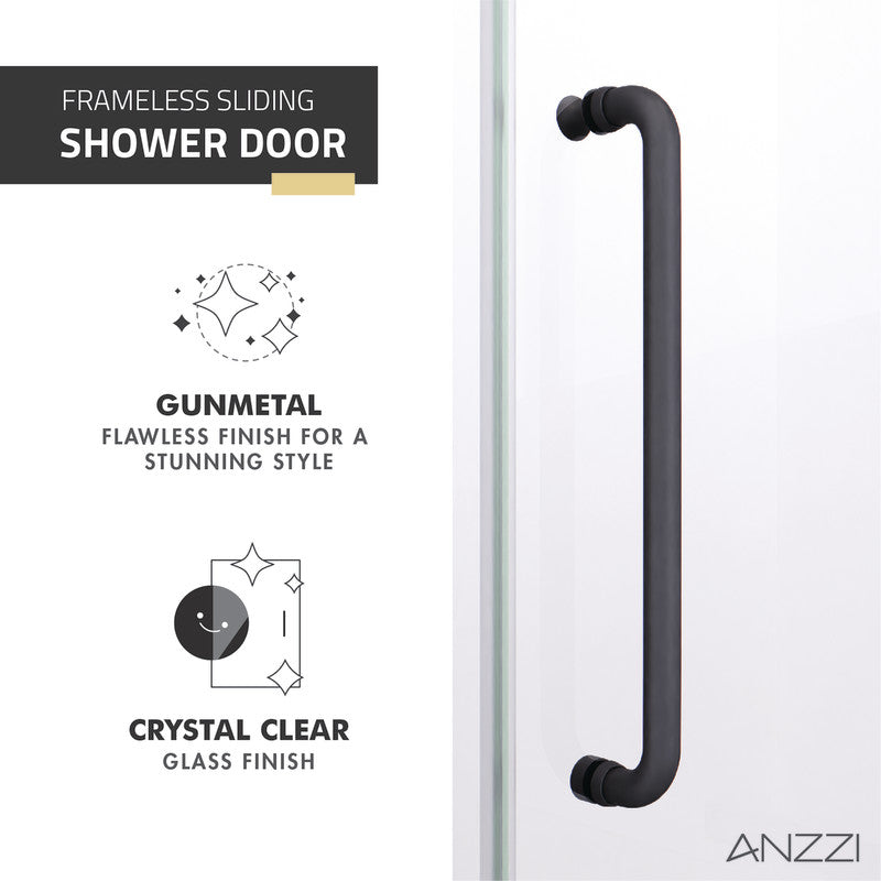ANZZI Leon Series 48 in. by 76 in. Frameless Sliding Shower Door with Handle SD-AZ8077-01CH