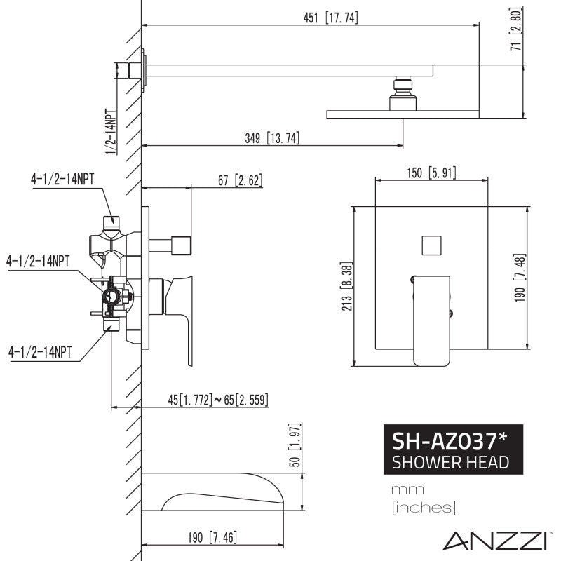 ANZZI Mezzo Series 1-Handle 1-Spray Tub and Shower Faucet SH-AZ037MK