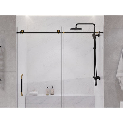 ANZZI Madam Series 60 in. by 76 in. Frameless Sliding Shower Door with Handle SD-AZ13-02MB