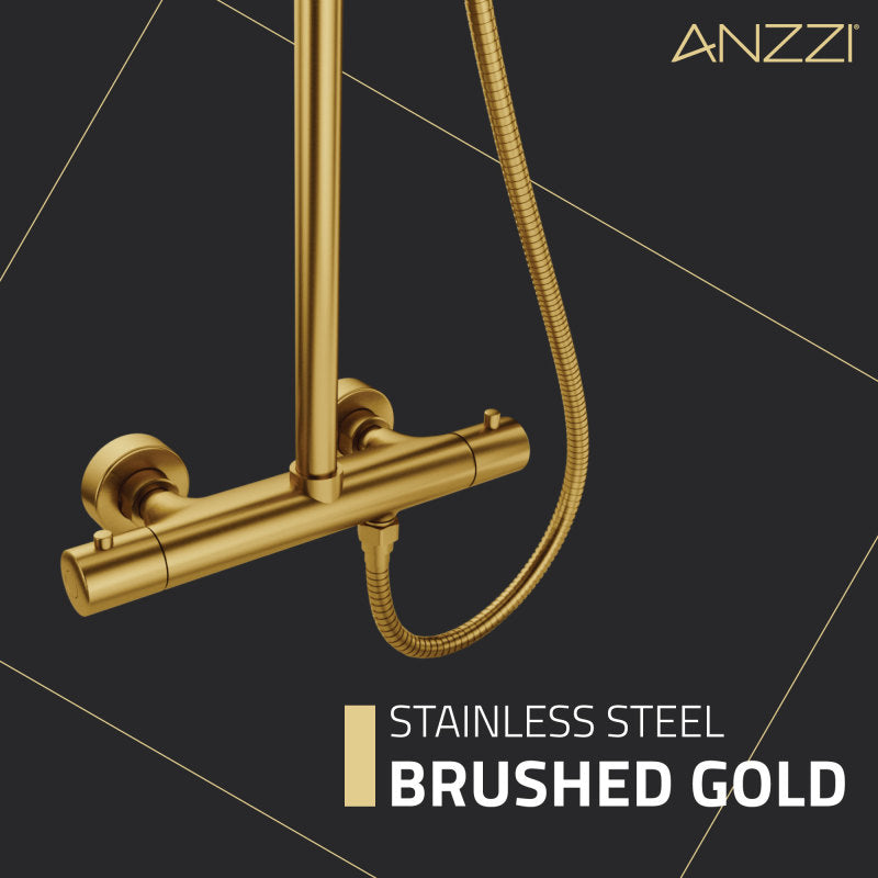 ANZZI Heavy Rainfall Stainless Steel Shower Bar with Hand Sprayer SH-AZ101MB