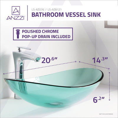 ANZZI Major Series Deco-Glass Vessel Sink in Lustrous Green LS-AZ076