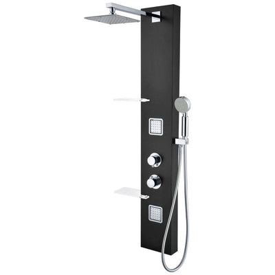 SP-AZ025 - ANZZI Ronin 52 in. 2-Jetted Full Body Shower Panel with Heavy Rain Shower and Spray Wand in Black