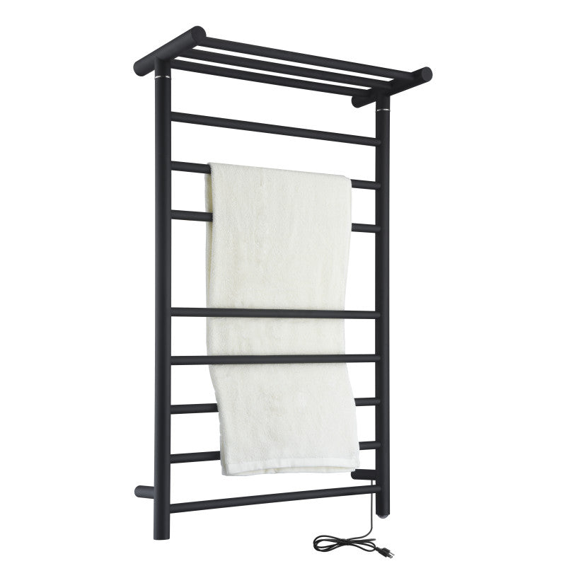 ANZZI Eve 8-Bar Stainless Steel Wall Mounted Electric Towel Warmer Rack TW-AZ012MBK