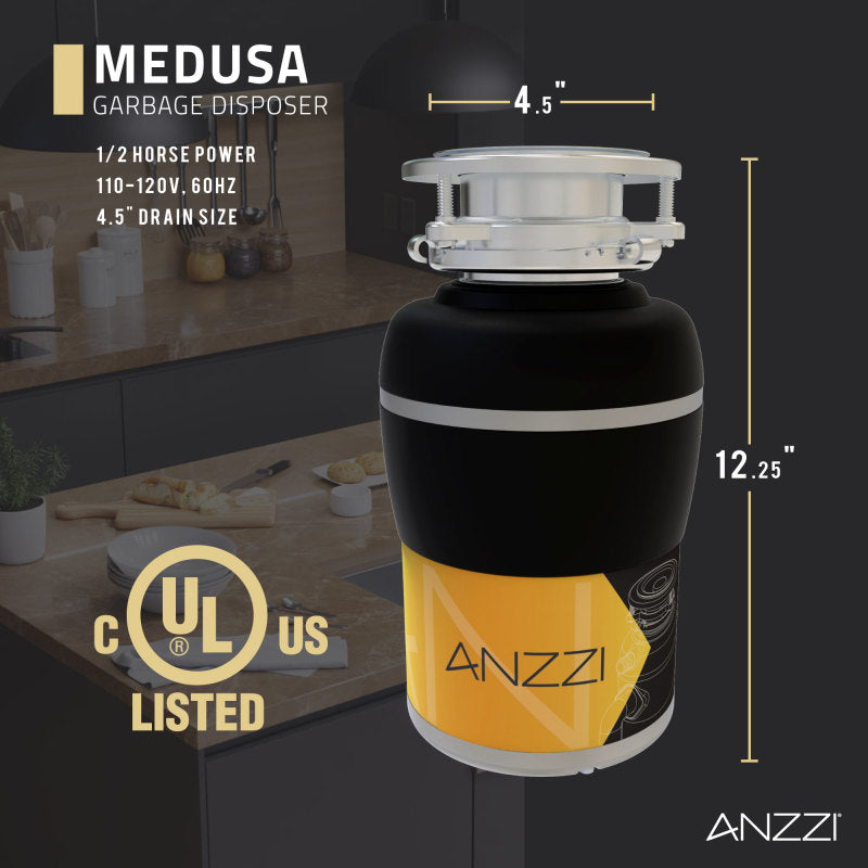 ANZZI MEDUSA 1/2 HP Continuous Feed Undersink Garbage Disposal GD-AZ212