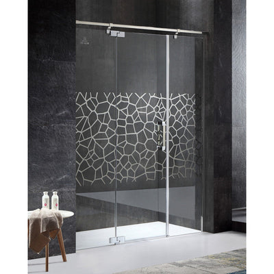 ANZZI Grove Series Left Side 63 in. x 78.74 in. Semi-Frameless Hinged Shower Door in Chrome with Handle SD-AZ30CH-L
