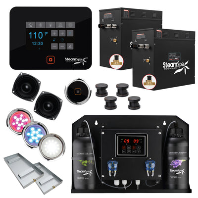 Black Series WiFi and Bluetooth 2 x 12kW QuickStart Steam Bath Generator Package w/ Dual Aroma Pump in Oil Rubbed Bronze BKT2400ORB-ADP