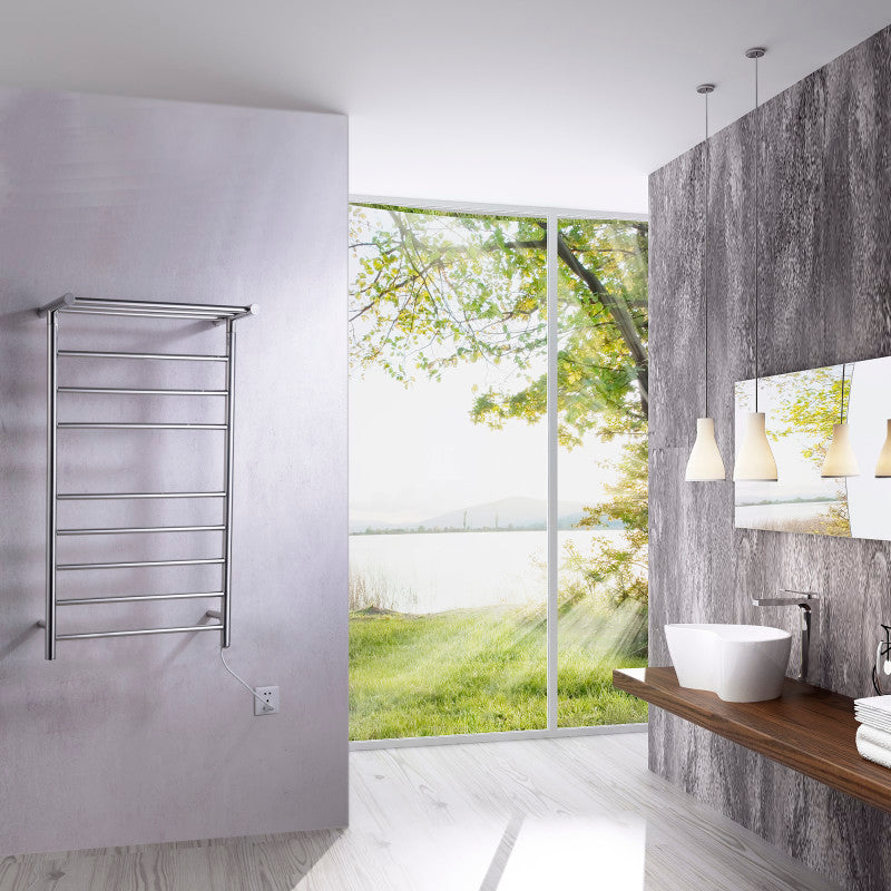 ANZZI Eve 8-Bar Stainless Steel Wall Mounted Electric Towel Warmer Rack TW-AZ012MBK