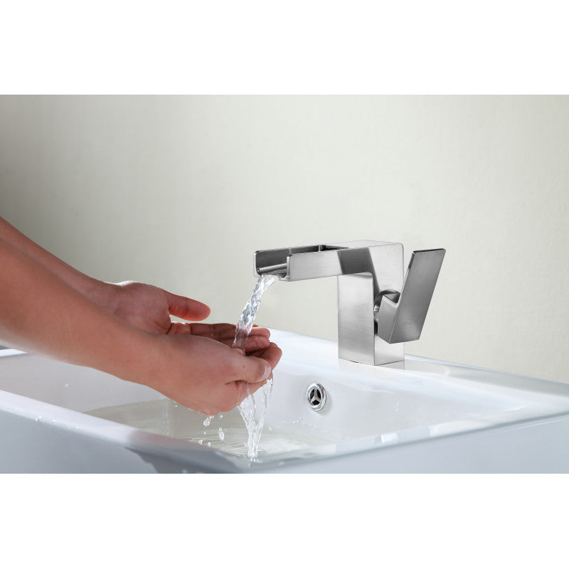 ANZZI Zhona Series Single Hole Single-Handle Low-Arc Bathroom Faucet in Brushed Nickel KF-AZ127