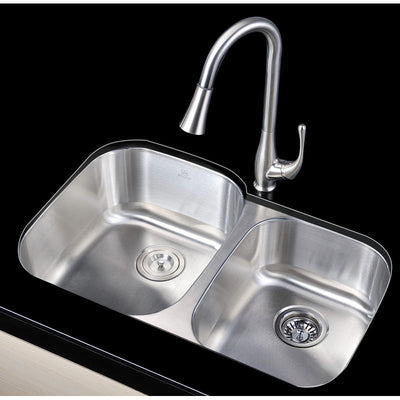 ANZZI Moore Undermount Stainless Steel 32 in. 0-Hole 60/40 Double Bowl Kitchen Sink in Brushed Satin K-AZ3220-3B
